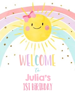 Welcome Sign Sunshine Rainbow Pastel design preview
