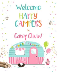 Welcome Sign Happy Camper Girl design preview