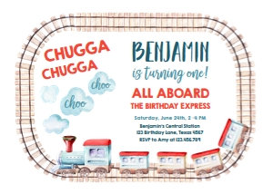 Birthday Invitation Train Horizontal design preview