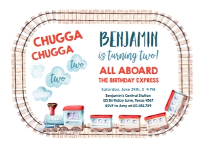 Birthday Invitation Train Horizontal Two design preview