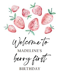 Welcome Sign Strawberry Watercolor design preview