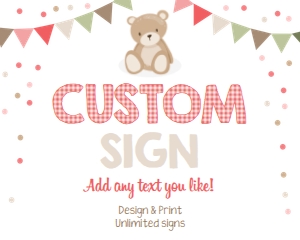 Editable Custom Sign Teddy Bear Pink design preview