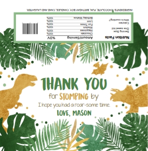 Candy Bar Wrapper Gold Dinosaur Boy design preview