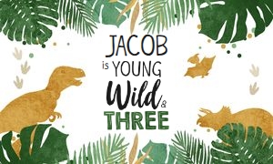 Backdrop Banner Gold Dinosaur Wild Three Boy design preview