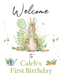 Welcome Sign Peter Rabbit Birthday Green design preview