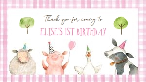 Gable Box Label Farm Animals Pink White Border design preview
