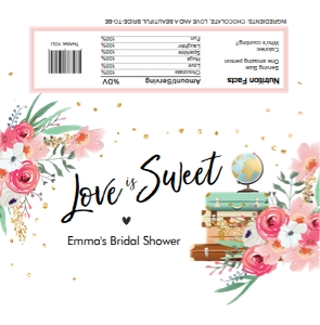 Candy Bar Wrapper Pink Floral Travel Love is Sweet White design preview