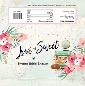 Candy Bar Wrapper Pink Floral Map Travel Love is Sweet design preview