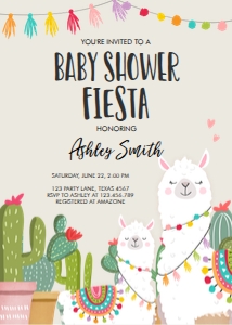 Baby Shower Invitation Llama Beige design preview