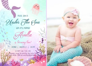 Birthday Invitation Mermaid Under The Sea - Photo design preview