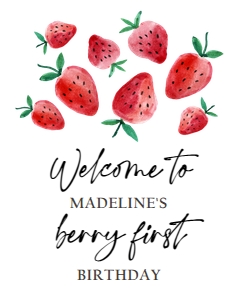 Welcome Sign Strawberry Watercolor Red design preview