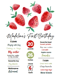 Milestone Sign Strawberry Watercolor Red design preview