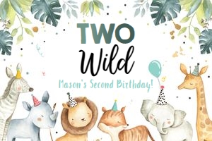Backdrop Banner Party Animals Safari Two Wild Boy design preview
