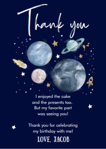 Thank You Card Space Boy Dark design preview