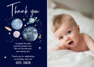 Thank You Card Space Boy Dark - Photo design preview