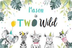 Backdrop Banner Party Animals Two Wild Boy design preview