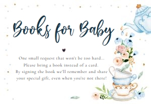 Bring a Book Card Baby is Brewing Tea Blue design preview