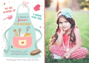 Birthday Invitation Cooking Apron White - Photo design preview