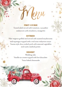 Menu Card Winter Truck Red 5x7 design preview