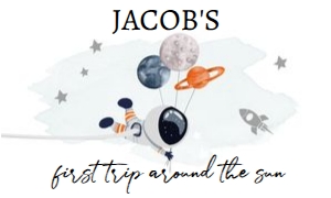 Backdrop Banner Space Planets Balloons Orange White Boy design preview