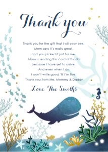 Baby Shower Thank You Card Whale White design preview
