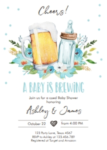 A Baby is Brewing Invitation Boy design preview