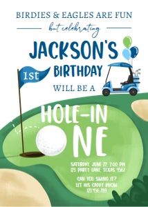 Invitation Golf Hole in One Blue White design preview