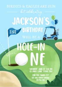 Invitation Golf Hole in One Blue design preview