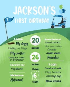 Milestone Sign Golf Blue Boy design preview