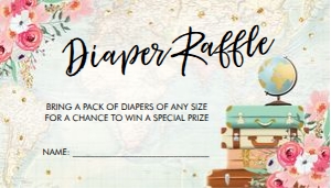 Diaper Raffle Ticket Travel Floral Map Pink design preview