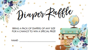 Diaper Raffle Ticket Travel Floral Blue design preview