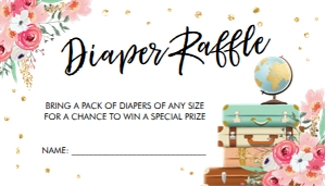 Diaper Raffle Ticket Travel Floral Pink design preview