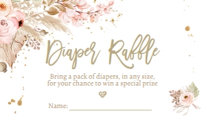 Diaper Raffle Ticket Pampas Grass design preview