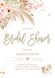 Bridal Shower Invitation Pampas Grass design preview