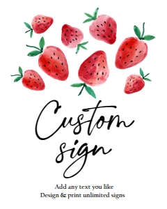 Custom Editable Sign Strawberry Watercolor Red design preview