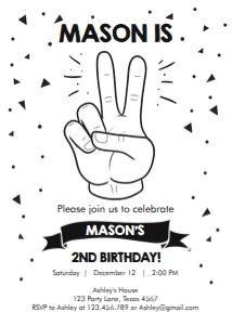 Birthday Invitation Two Vingers design preview