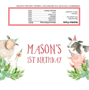 Candy Bar Wrapper Farm Animals Red design preview