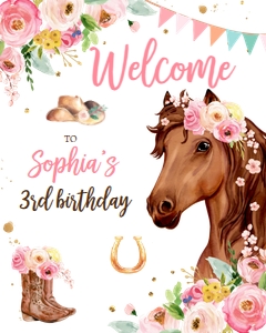 Welcome Birthday Horse Flowers design preview