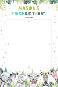 Birthday Photo Booth Frame Party Animals Boy design preview