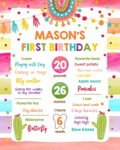 Birthday Milestone Poster Fiesta design preview