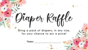 Diaper Raffle Ticket Floral Pink design preview
