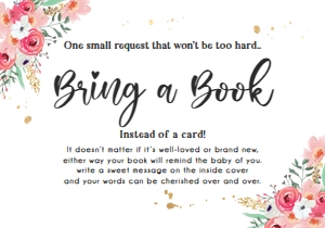 Bring a Book Card Floral Pink design preview