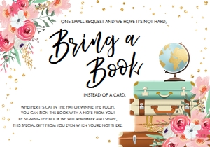 Bring a Book Travel Adventure Suitcases Pink Floral White design preview