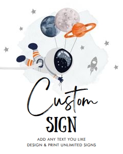 Custom Editable Sign Outer Space Planets Astronaut Orange 0366 design preview