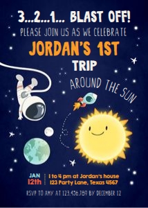 Birthday Invitation Space Dark 0046 design preview