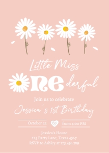 Invitation Birthday Daisy Miss Onederful Pink 0410 design preview