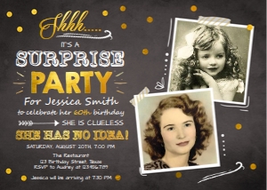 Birthday Invitation Adult Surprise Party Gold Photos design preview