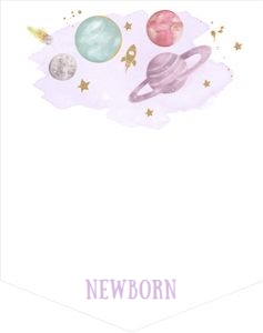 Birthday Monthly Photo Banner Space Planets Girl Purple White 0357 design preview