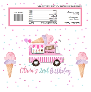 Candy Bar Wrapper Ice Cream Truck Pink Girl 0243 design preview