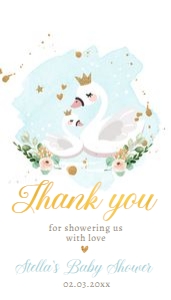 Favor Tag Swan Baby Shower Blue 0382 design preview